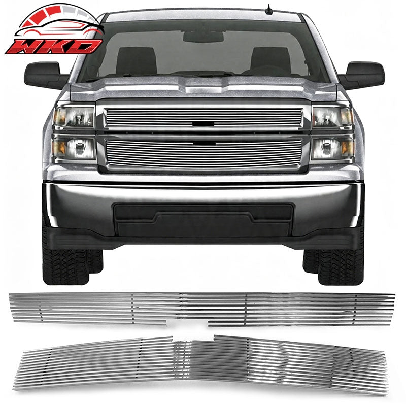 Wholesale 14-15 Chevy Silverado 1500 Billet Style Front Upper Grille Insert Chrome