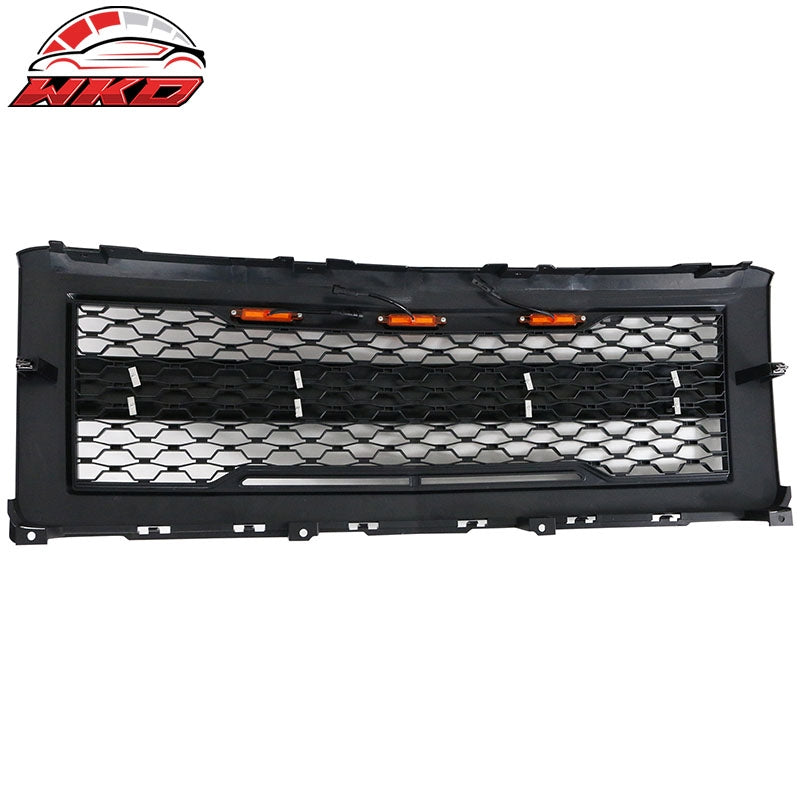 Fits 14-15 Chevy Silverado 1500 Front Bumper Hood Mesh Grille Guard Gloss Black