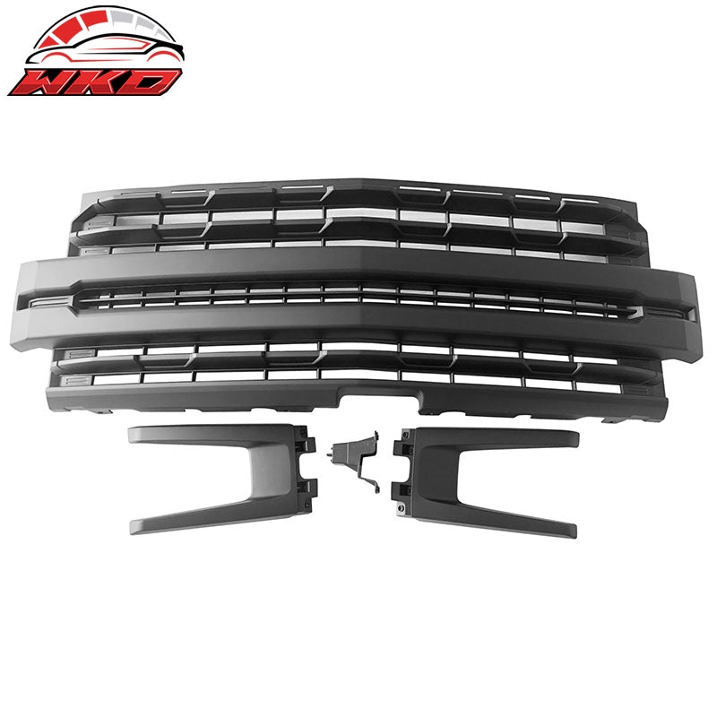 Fits 19-21 Chevy Silverado 1500 Front Bumper Hood Mesh Grille - Matte Black