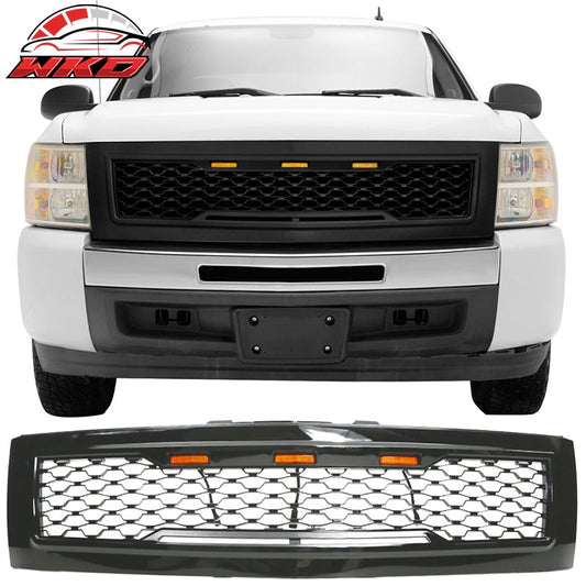 Wholesale 07-13 Chevy Silverado 1500 Front Bumper Hood Mesh Grille - Gloss Black