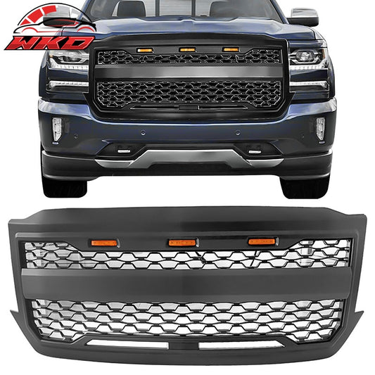 Wholesale 16-19 Chevy Silverado 1500 LD Front Bumper Hood Mesh Grille - Matte Black