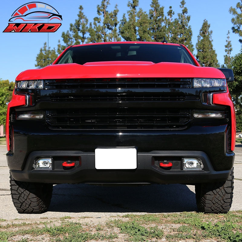 Fits 19-21 Chevy Silverado 1500 LTZ Front Bumper Hood Mesh Grille - Gloss Black