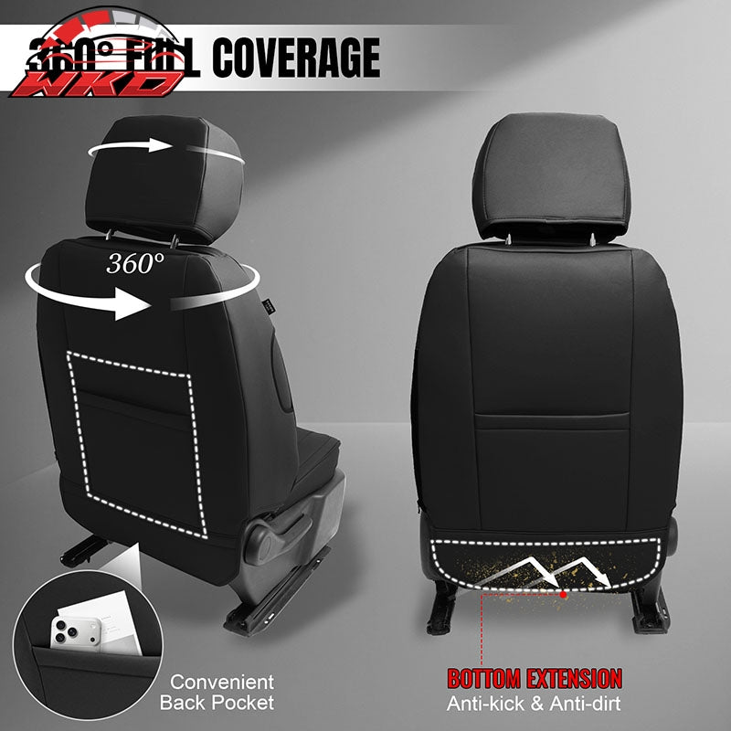 Fits 19-26 Chevy Silverado GMC Sierra 1500 2500HD 3500HD Front Seat Covers Black