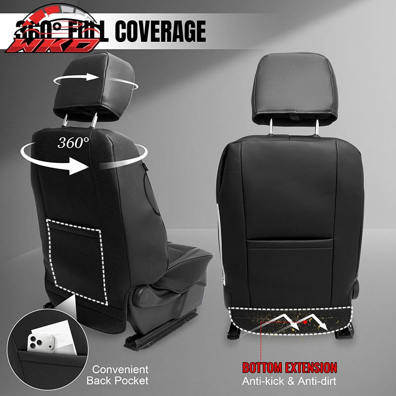 Fits 14-18 Chevy Silverado GMC Sierra 1500 Seat Covers Protector Full Set Black