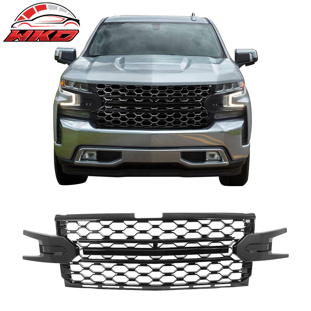Fits 19-21 Chevy Silverado 1500 LT/LTZ/RST/High Country Gloss Black Mesh Grille