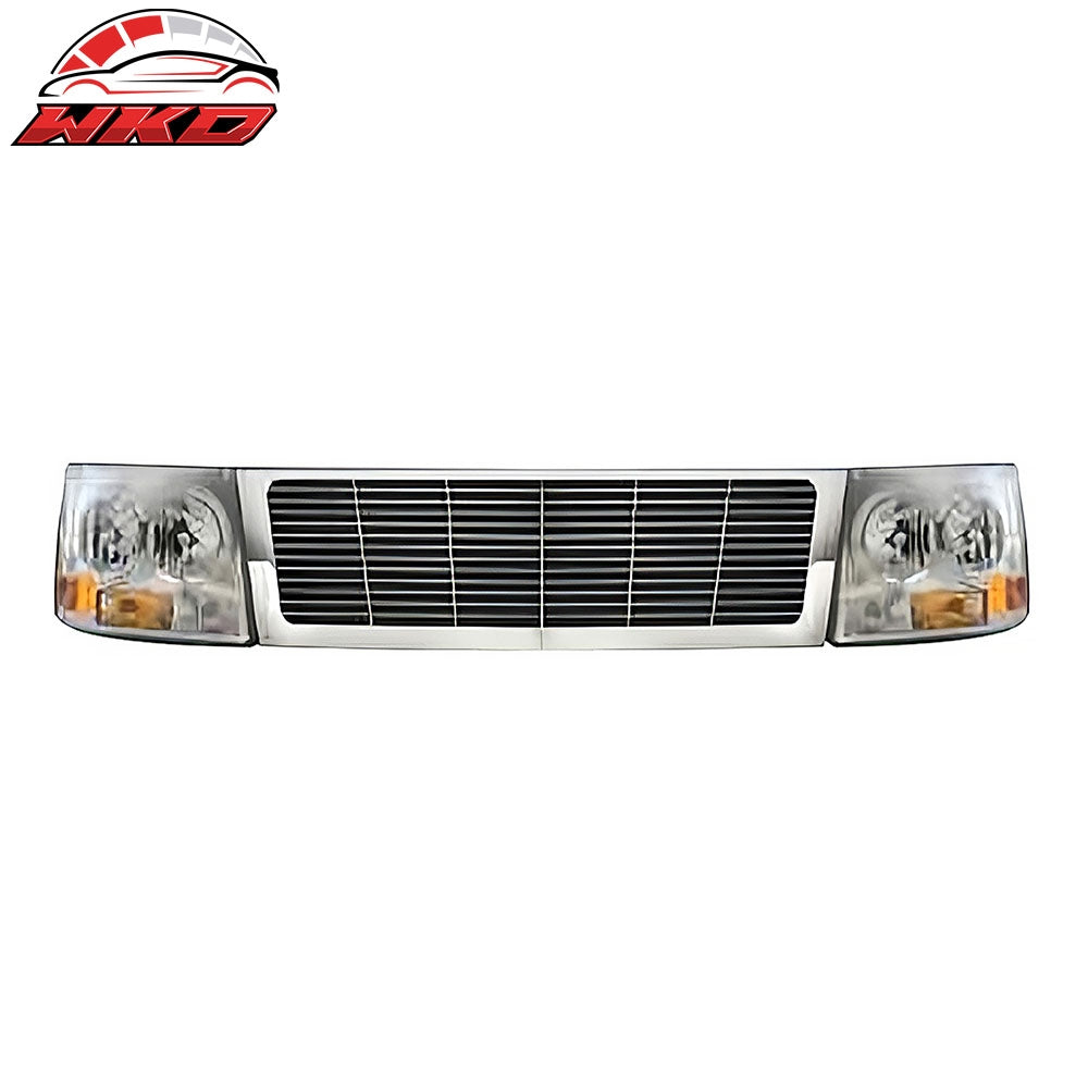 Wholesale 99-02 Silverado 1500/1500 HD/2500/2500 HD/3500 Chrome Grille W/ Headlights