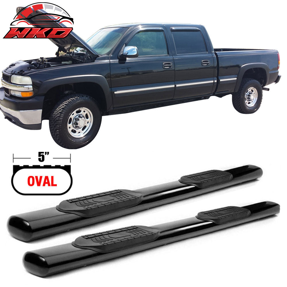 Fits 99-18 Sierra & Silverado Crew Cab 5" Running Boards Side Step Bar Nerf Bar