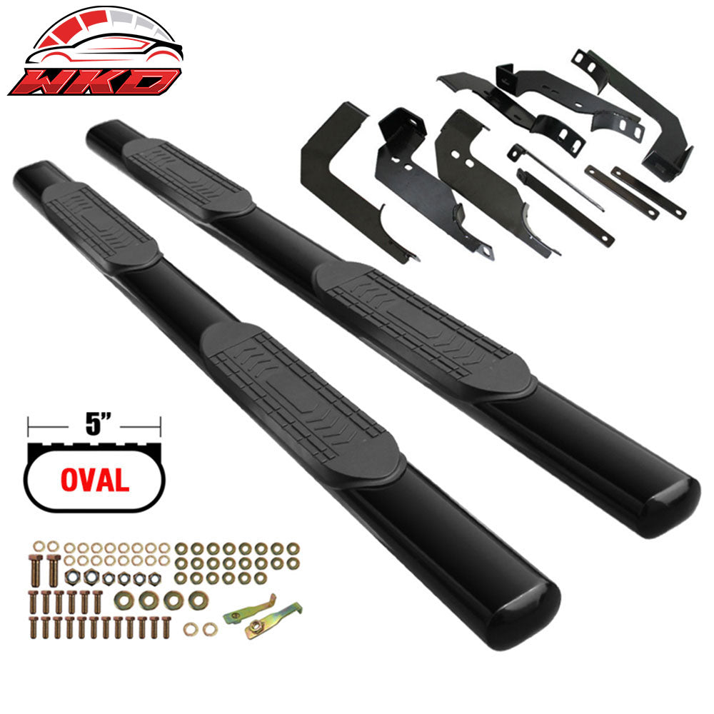 Fits 99-18 Sierra & Silverado Crew Cab 5" Running Boards Side Step Bar Nerf Bar