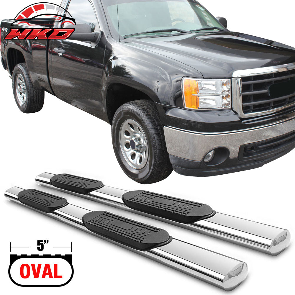 Fits 01-13 Silverado Sierra Regular Cab 5In Side Step Nerf Bars Running Boards