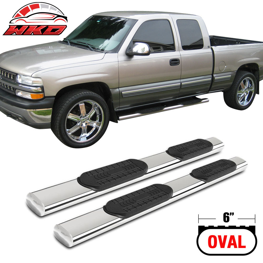 Fits 99-13 Silverado Sierra Extended Cab 6In SS Side Steps Running Board