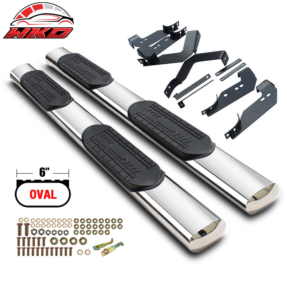 Fits 07-18 Silverado Sierra Crew Cab 6In SS Side Steps Running Boards