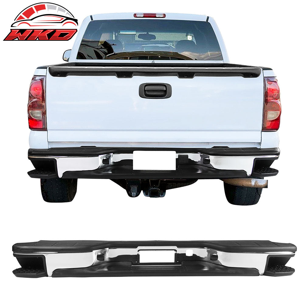 Fits 99-06 Silverado Sierra Fleetside Complete Rear Step Bumper w/ Two Side Step
