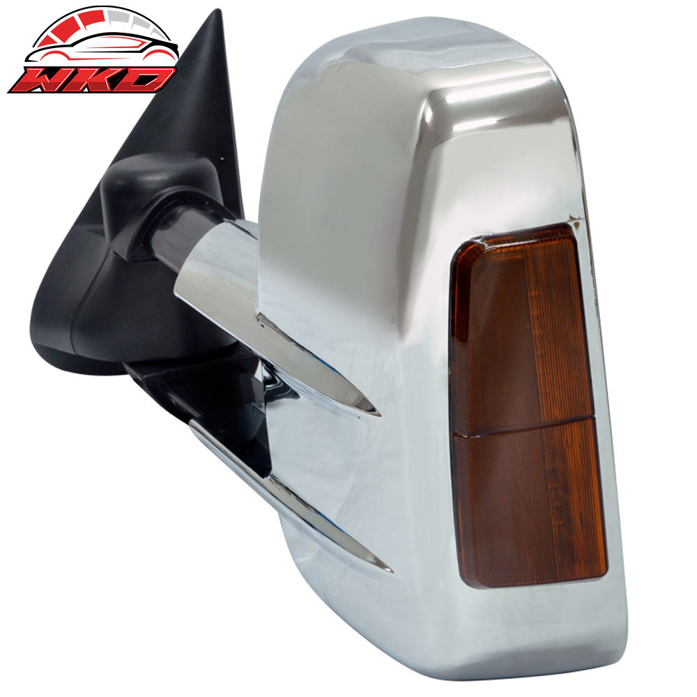 Fits 03-07 Silverado Towing Mirrors Power Heated Signal Arrow Light Chrome 2PC