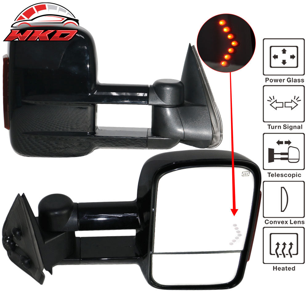 Fits 03-07 Silverado Sierra Towing Mirrors Power Heated Signal Arrow Light 2PC
