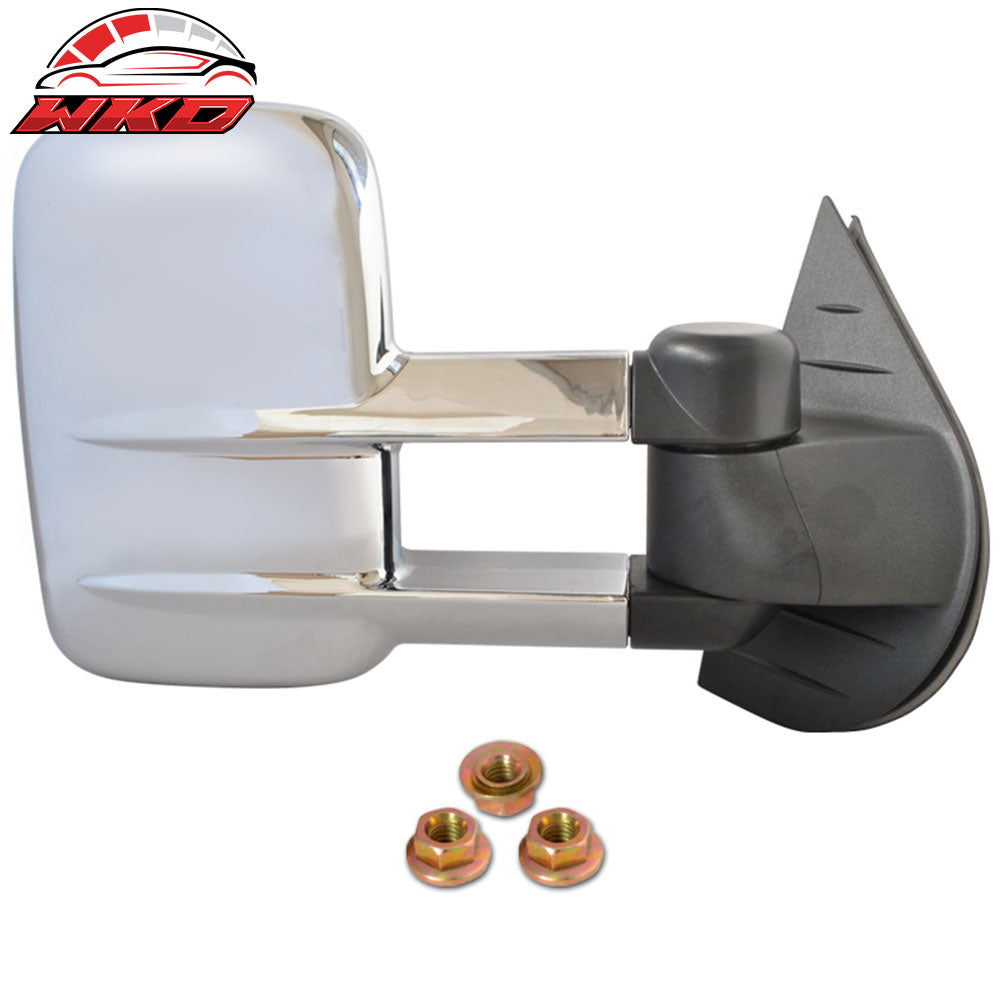 Fits 07-14 Chevy Silverado Side View Towing Mirrors Manual Non-Heated Chrome