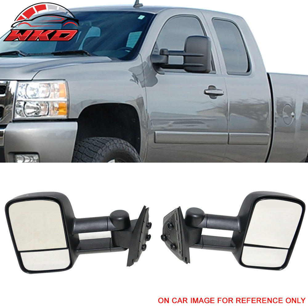 Fits 07-14 Silverado GMC Sierra Side View Towing Mirrors Manual Non-Heated Set