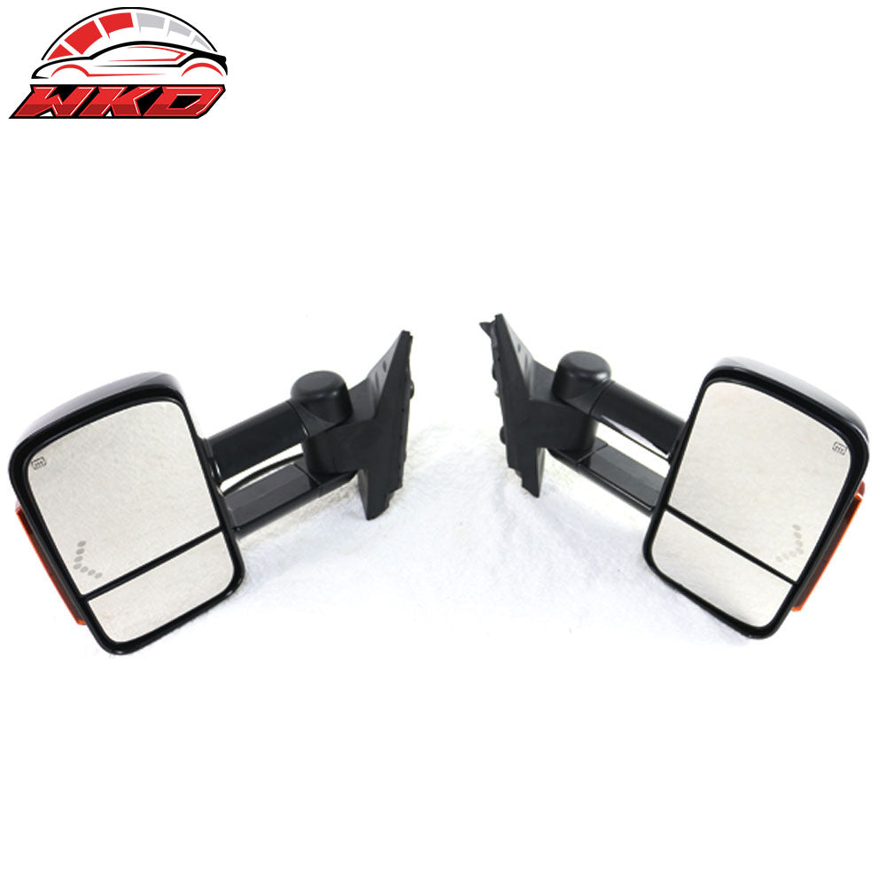 Fits 07-14 Silverado Sierra Towing Mirrors Power Heated Signal Arrow Light 2PC
