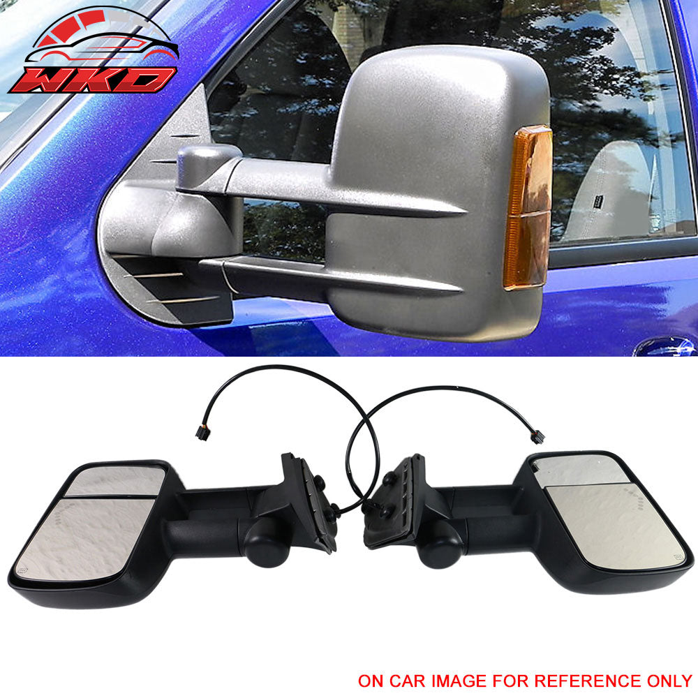Fits 07-14 Silverado Sierra Towing Mirrors Power Heated Signal Arrow Light Set