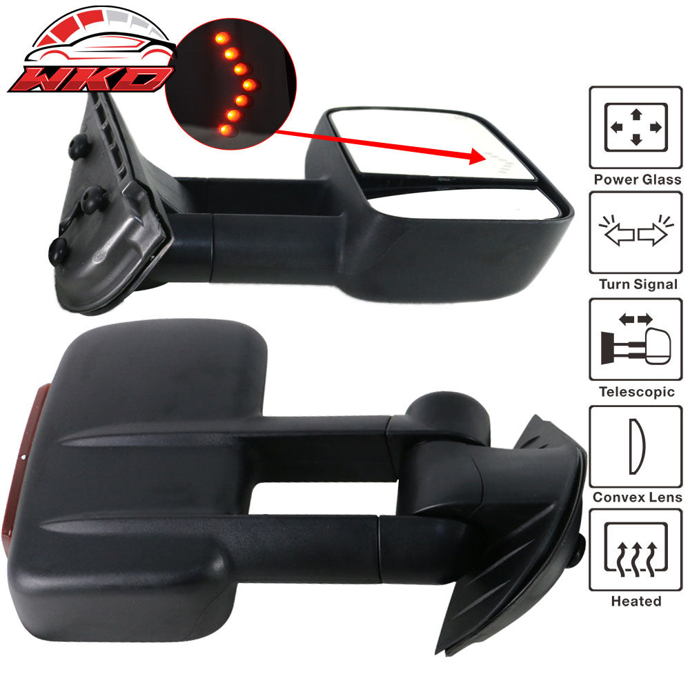 Fits 07-14 Silverado Sierra Towing Mirrors Power Heated Signal Arrow Light Set