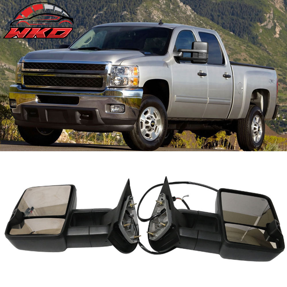 Fits 07-14 Silverado Towing Mirrors Power Heated Signal Arrow Clearance Light