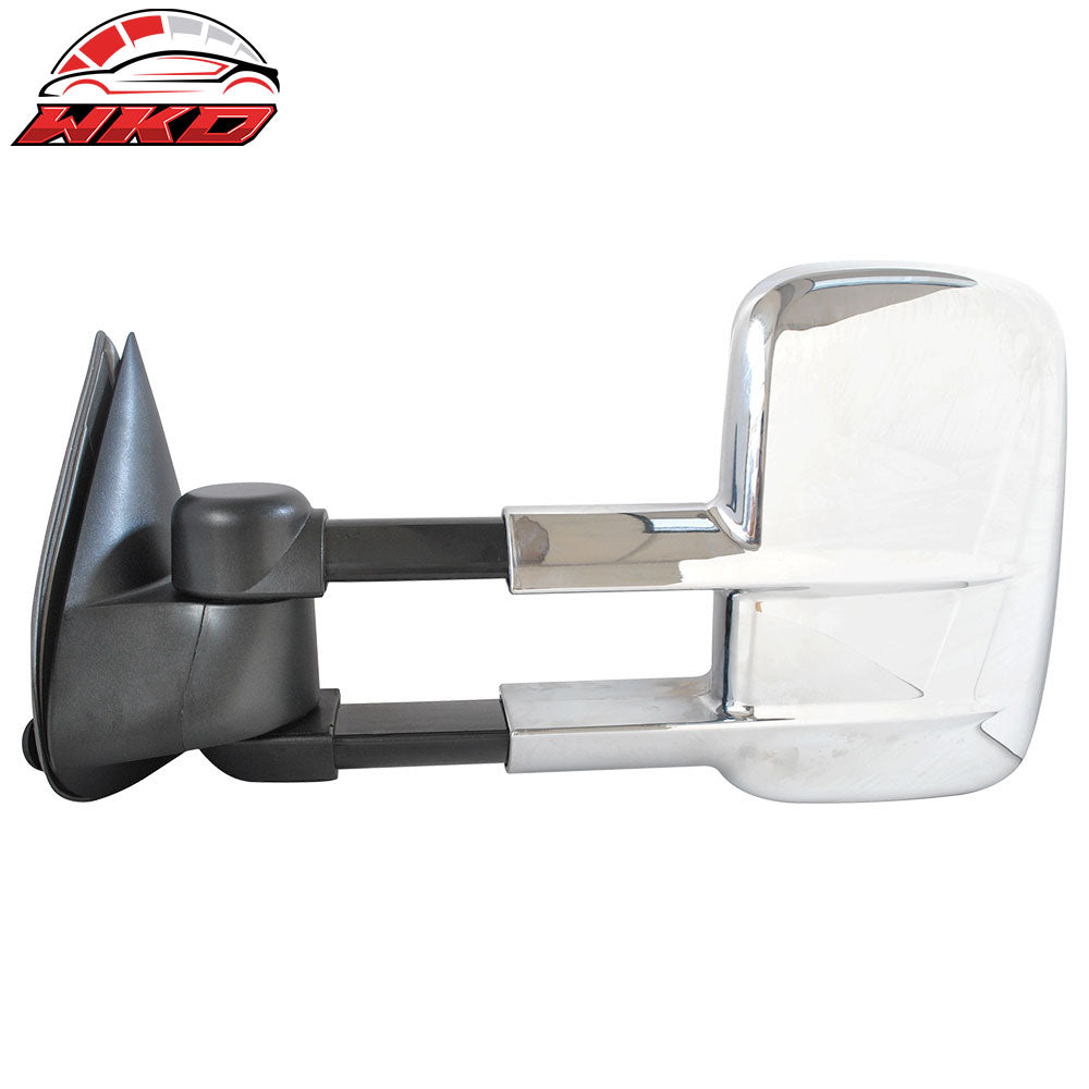Fits 99-07 Silverado Sierra Rear View Towing Mirror Manual Chrome Housing Pair