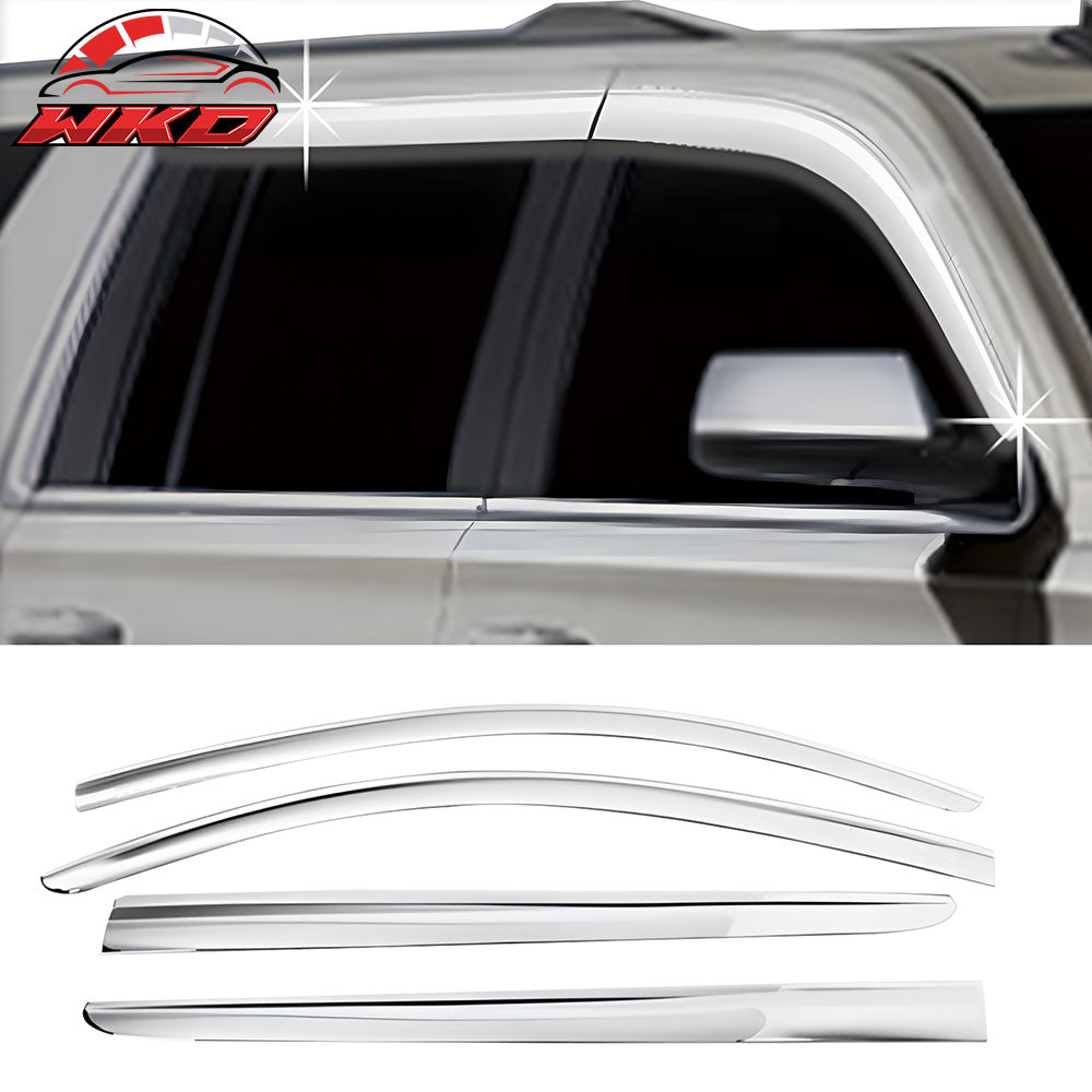 Fits 15-20 Chevrolet Suburban Side Window Visors Deflectors 4PCS Set Chrome