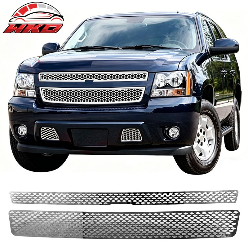 Wholesale 07-14 Chevy Tahoe Oval Mesh Style Front Bumper Upper Grille Insert Chrome