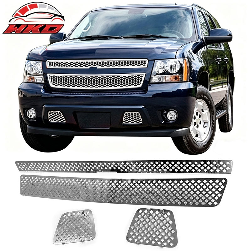 Wholesale 07-14 Chevy Tahoe Punch Diamond Style Front Billet Grille Insert Chrome 4PC