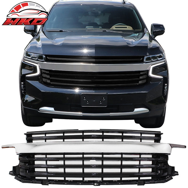 Wholesale 21-24 Chevy Tahoe & Suburban Front Upper Bumper Grille Chrome & Gloss Black