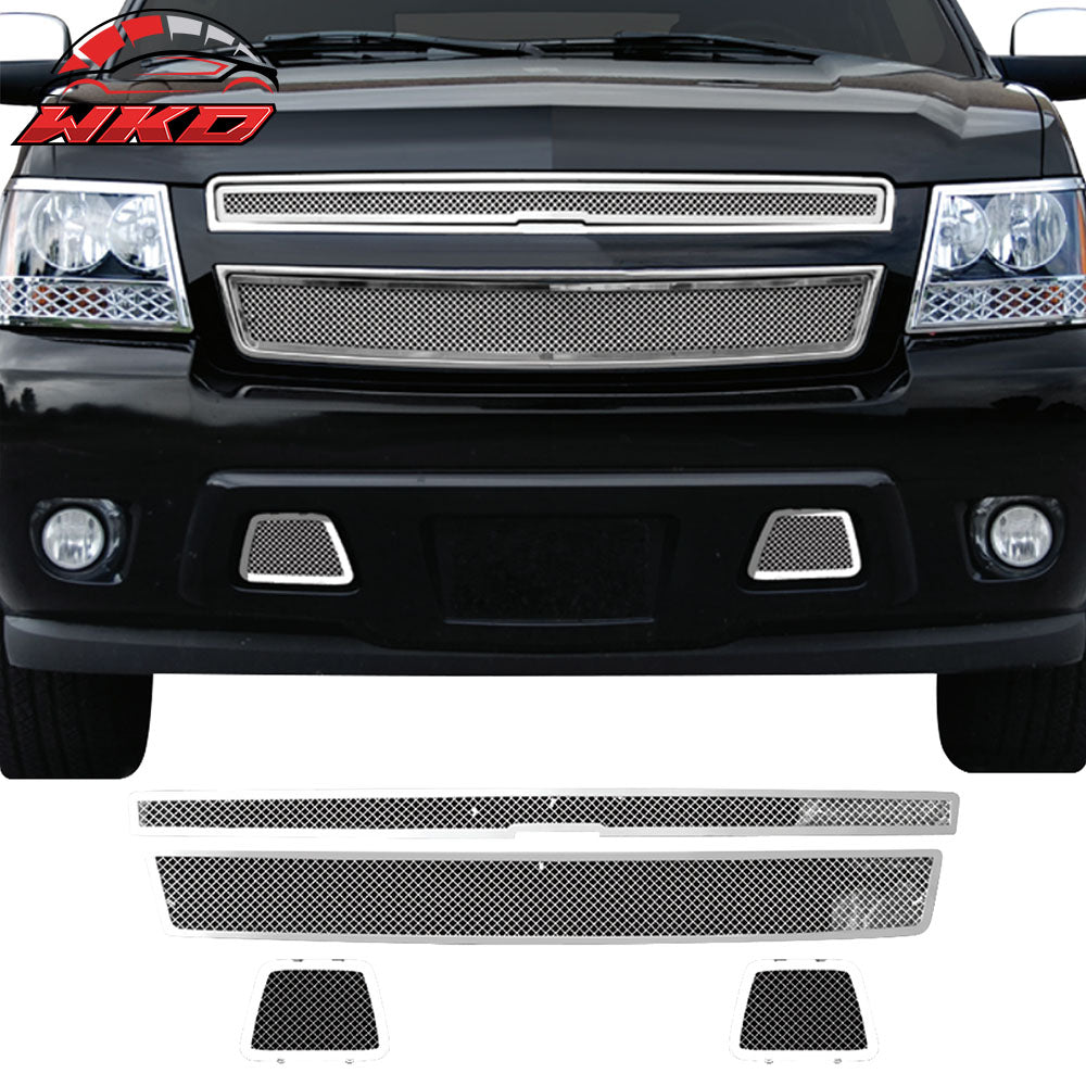 For 07-14 Chevrolet Tahoe Mesh Chrome Front Bumper Insert Grille Stainless Steel