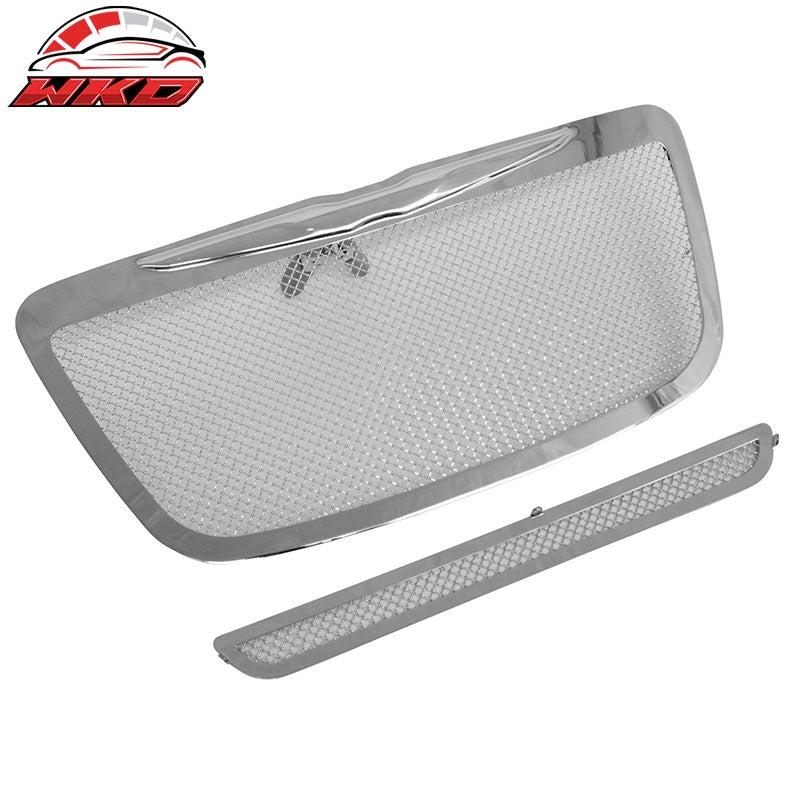 Fits 2011-2014 Chrysler 300 300C Chrome Mesh Molded Wing Style Front Grilles