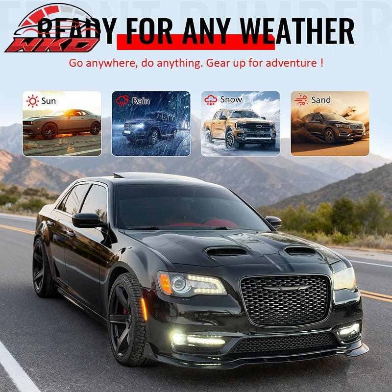For 15-23 Chrysler 300 300S Style Front Bumper Cover Fog Lights Gloss Grille/Lip