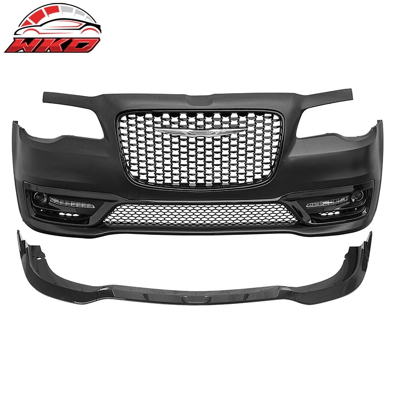 For 15-23 Chrysler 300 300S Style Front Bumper Cover Fog Lights Gloss Grille/Lip