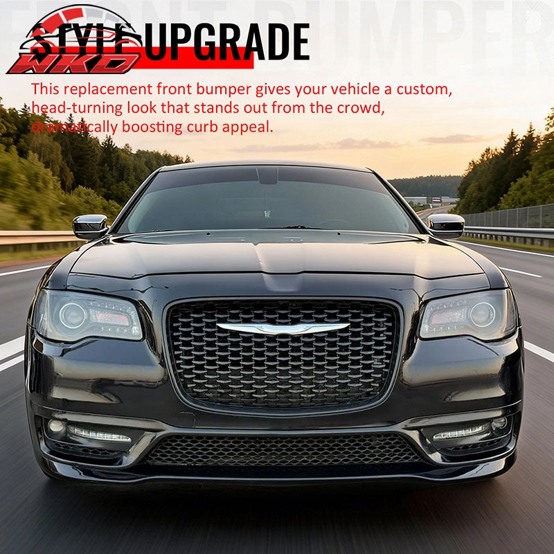 Fits 15-23 Chrysler 300 300S Style Front Bumper Cover w/ Fog Lights Gloss Grille