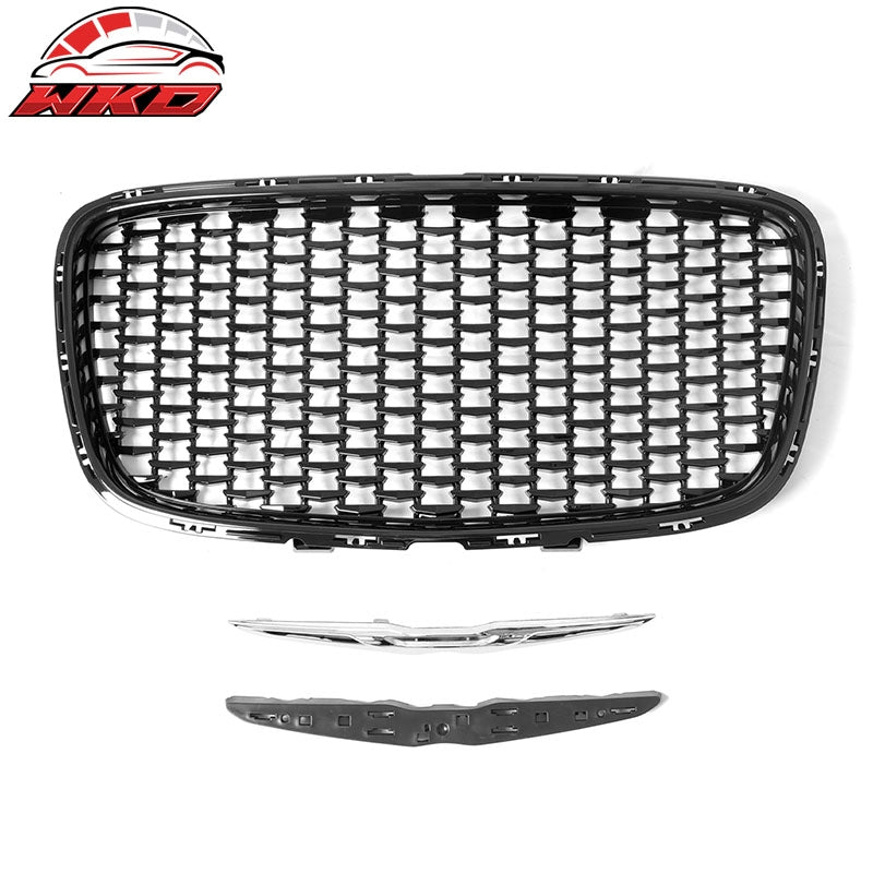 Fits 15-23 Chrysler 300 300S Sport Style Front Mesh Upper Grille ABS Gloss Black
