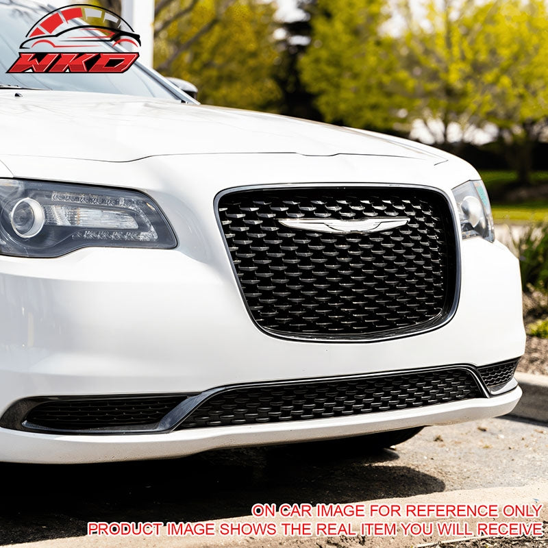 For 15-23 Chrysler 300 300S Sport Gloss Black Front Bumper Upper + Lower Grilles
