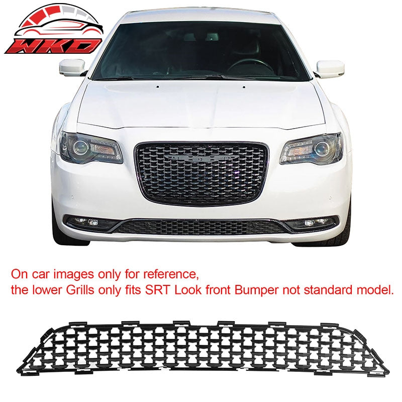 For 15-23 Chrysler 300 300S Sport Gloss Black Front Bumper Upper + Lower Grilles