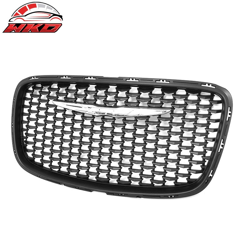 For 15-23 Chrysler 300 300S Sport Matte Black Front Bumper Upper + Lower Grilles