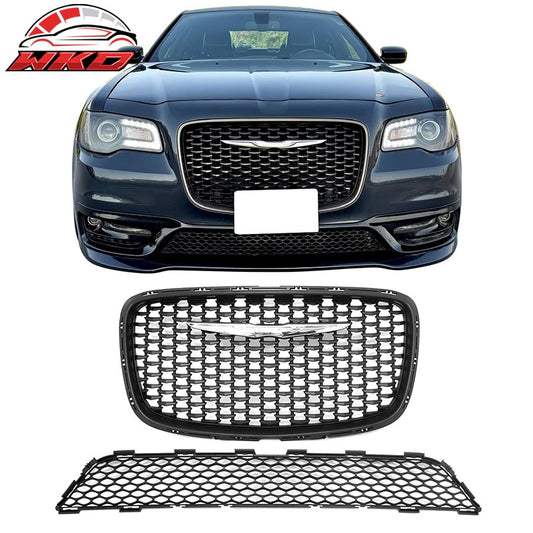 Wholesale For 15-23 Chrysler 300 300S Sport Matte Black Upper Grille + SRT PP Lower Grille - Wikond Auto
