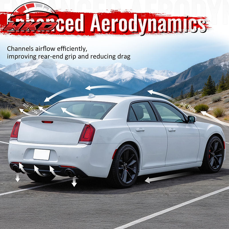Wholesale 15-23 Chrysler 300 Base SRT C Style Rear Bumper Lip Diffuser PP Gloss Black - Wikond Auto