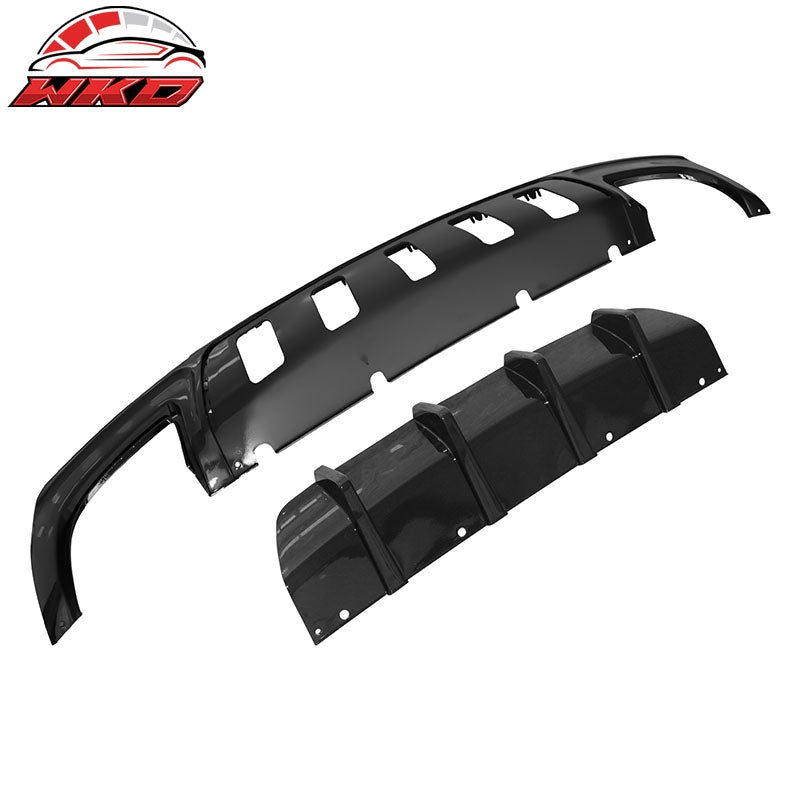 Fits 15-23 Chrysler 300 IKON V1 Style 2PCS Rear Bumper Diffuser Gloss Black PP