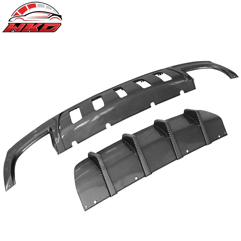 Fits 15-23 Chrysler 300 IKON V1 Style Rear Bumper Diffuser PP Carbon Fiber Print