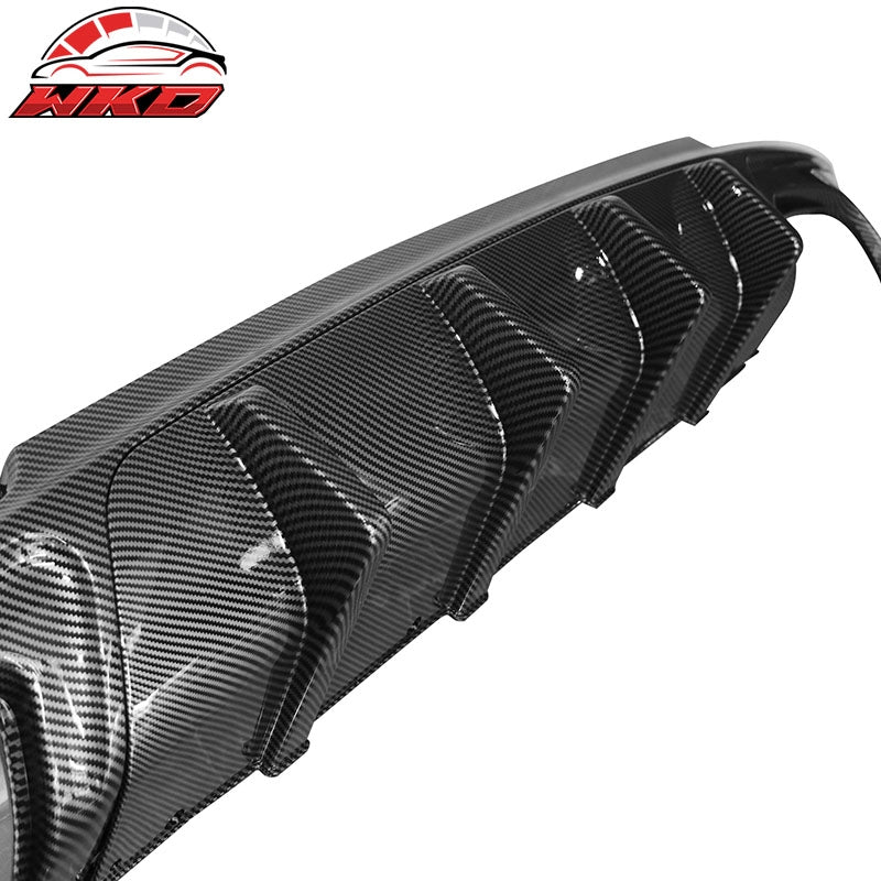 Fits 15-23 Chrysler 300 IKON V1 Style Rear Bumper Diffuser PP Carbon Fiber Print
