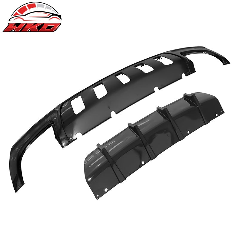 Fits 15-23 Chrysler 300 IKON V2 Style 2PCS Rear Bumper Diffuser PP Gloss Black