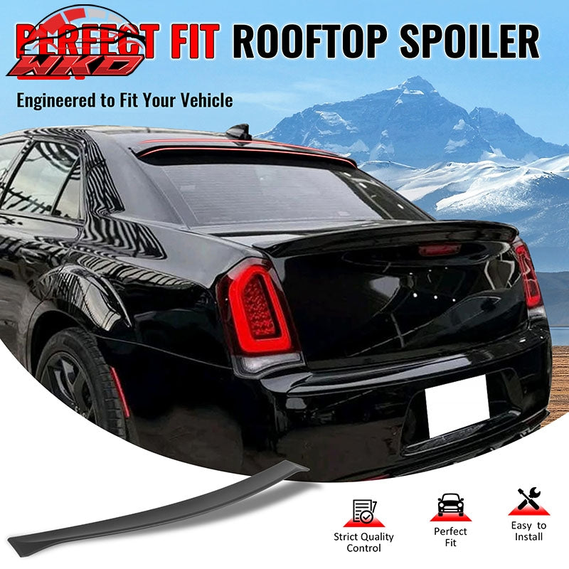 Fits 11-23 Chrysler 300 Rear Window Roof Spoiler Matte Black ABS Top Visor Wing