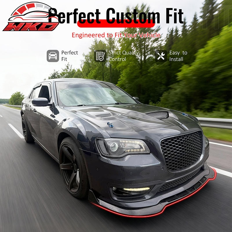 For 15-23 Chrysler 300 SRT Style ABS Front Bumper Lip Spoiler Carbon Fiber Print
