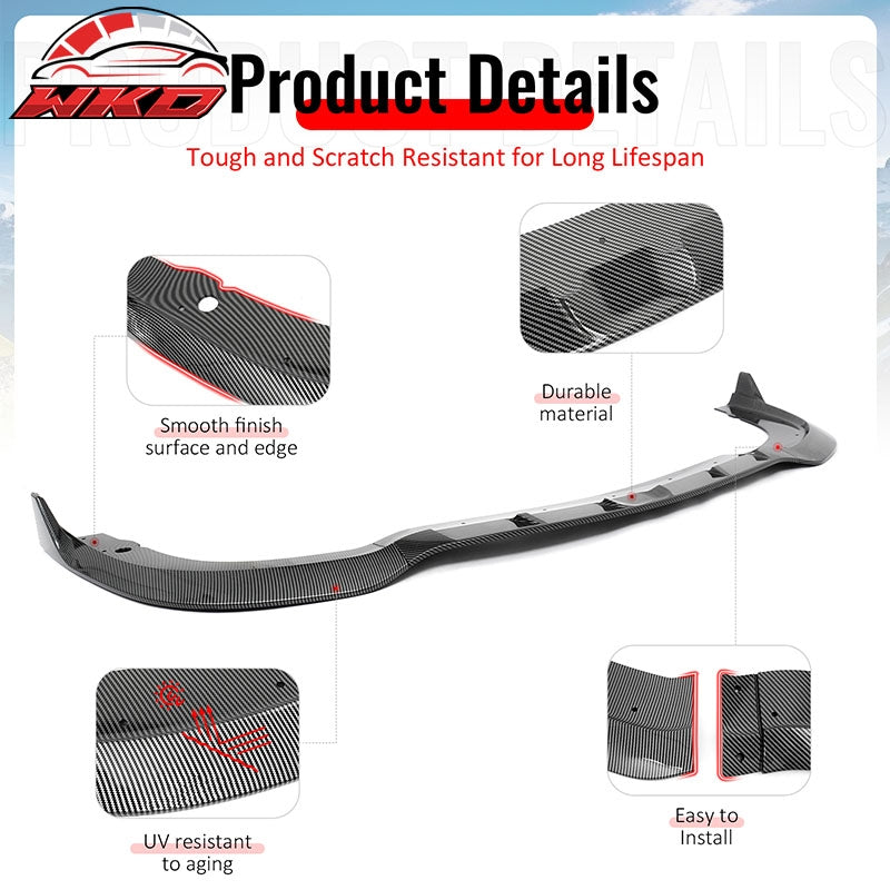 For 15-23 Chrysler 300 SRT Style ABS Front Bumper Lip Spoiler Carbon Fiber Print