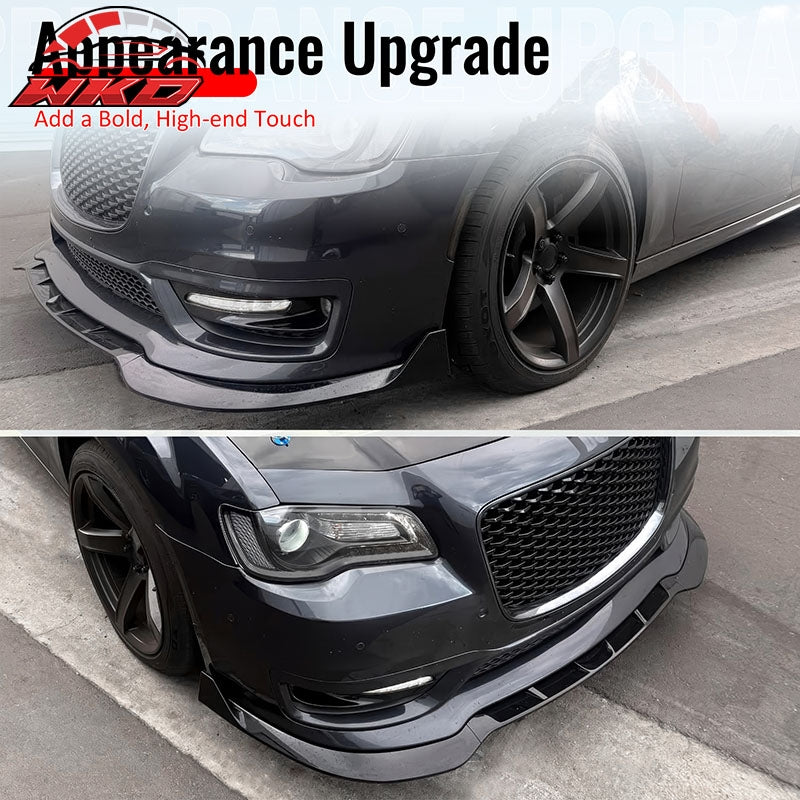 For 15-23 Chrysler 300 SRT Style ABS Front Bumper Lip Spoiler Carbon Fiber Print