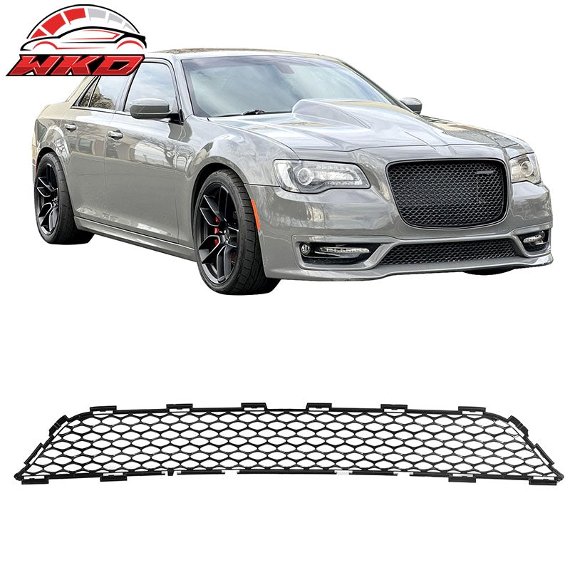 Fits 15-23 Chrysler 300 SRT Style Front Bumper Upper + Lower Grilles Gloss Black