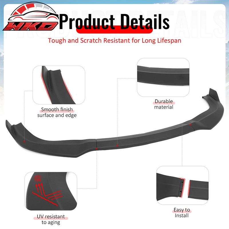 Fits 12-14 Chrysler 300 SRT8 3PCS Front Bumper Lip Lower Spoiler Matte Black PP